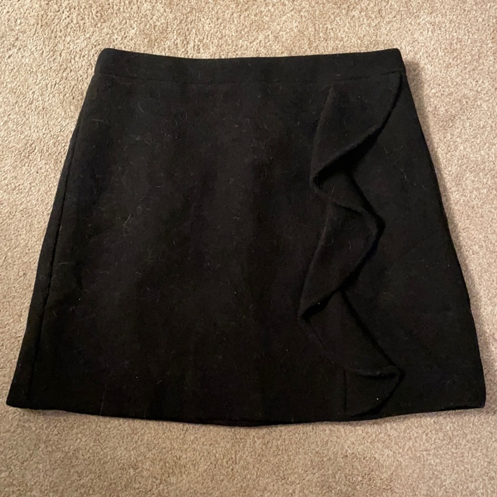 Black wool skirt with ruffle from J Crew